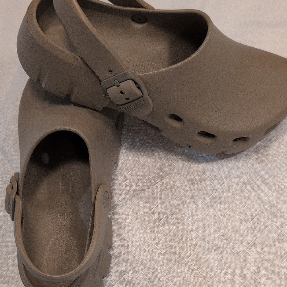 Birkenstock Taupe Slip-On Clogs